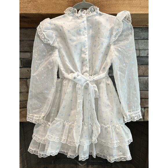 Girls Vintage MISS QUALITY Pageant Ruffles Tie HEARTS Dress Size 7 *A2 - Picture 4 of 5